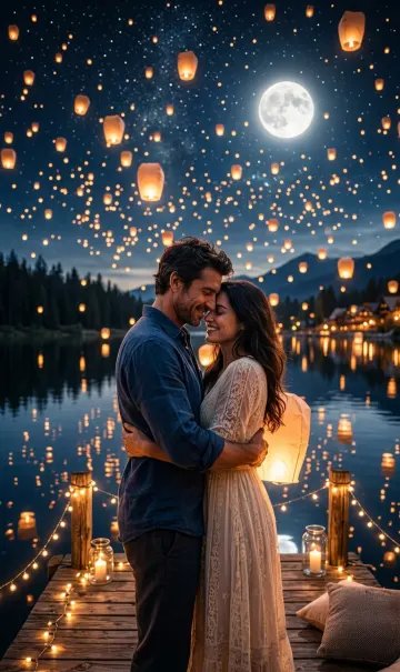 Eternal Moonlight Romance 4K Wallpaper – Dreamy Love Background