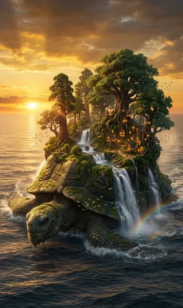 Giant Turtle Island 4K Wallpaper – Fantasy Adventure World