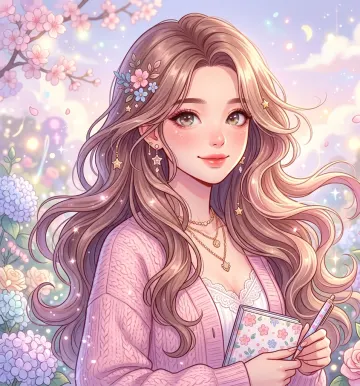 Dreamy Webtoon Style Girl Portrait Wallpaper - Aesthetic Pastel Art 