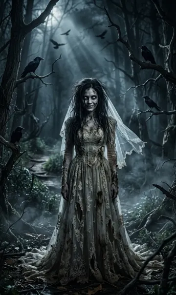 The Haunted Forest Bride – Horror Wallpaper 4K