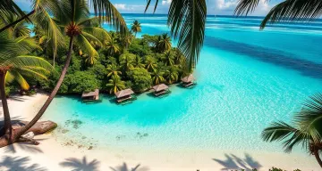 Tropical Island Lagoon Wallpaper 8K Ultra HD Scenic View