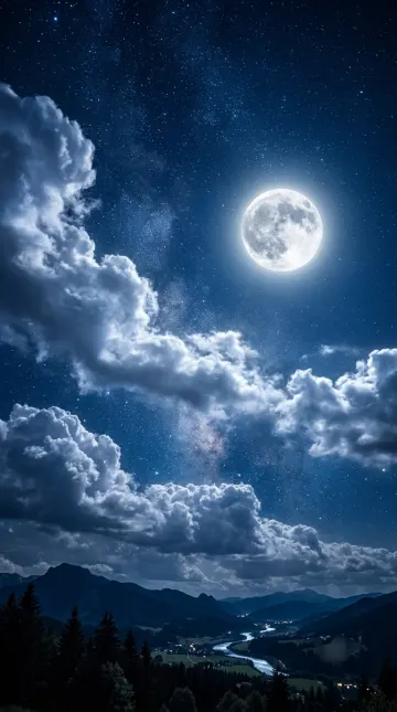 Moonlit Clouds Night Sky Wallpaper 4K