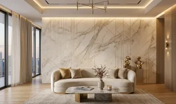 Luxury Modern Hall Wall Wallpaper Design with Golden Geometric Elegance
