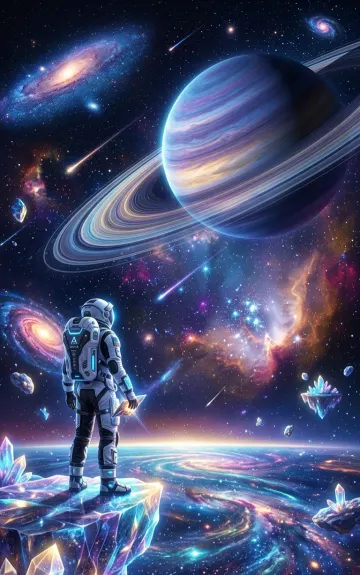 Astronaut Beneath a Cosmic Galaxy – Epic Space 4K Wallpaper