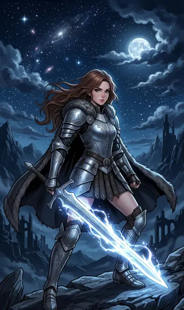Manhwa Warrior Girl Dark Fantasy 4K Wallpaper  