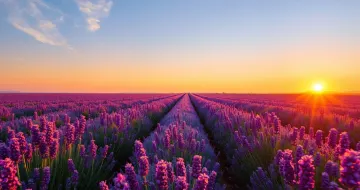 Lavender Fields Under a Golden Sky