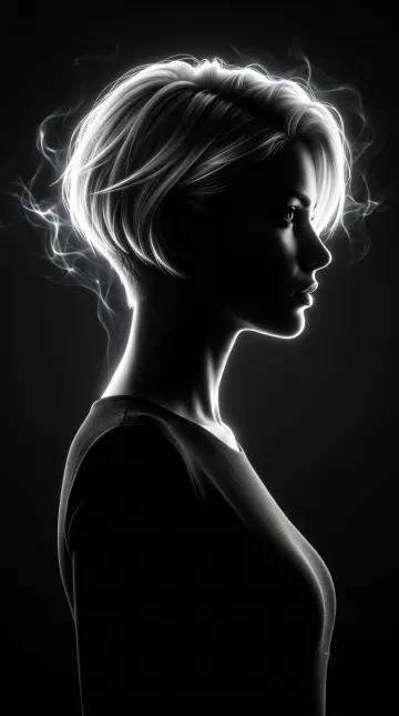 Elegant Female Silhouette on Black Background – AMOLED Wallpaper 4K