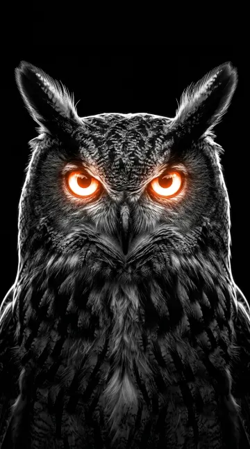 Owl Black AMOLED Wallpaper