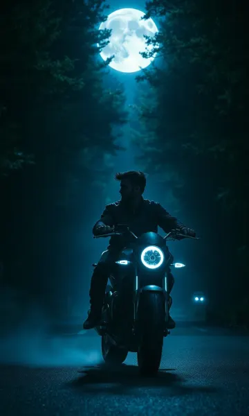 Midnight Forest Rider - Moonlit Escape 4k