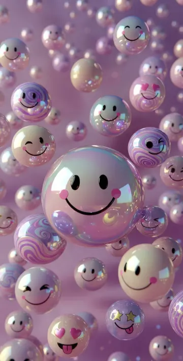Iridescent Smiley Face Sphere Aesthetic Wallpaper 