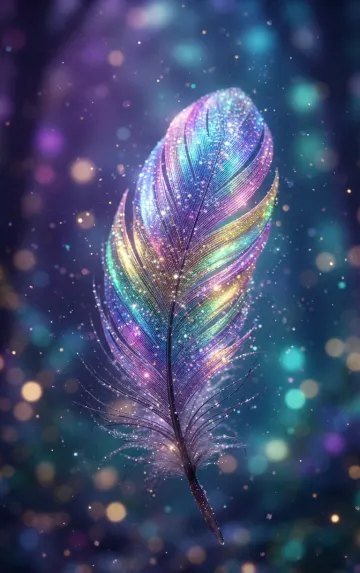 Ethereal Iridescent Feather in Dreamy Bokeh 