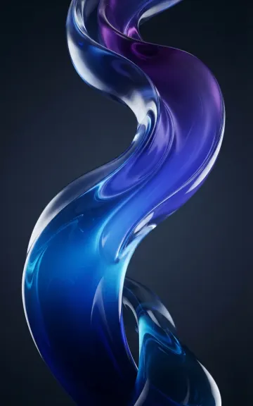 Abstract Liquid Glass Fluid Shape with Deep Blue and Purple Gradient