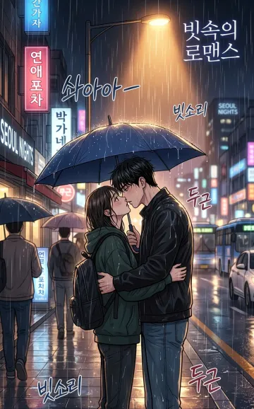 Rainy Nights & Heartbeats: A Korean Romance Webtoon Scene 