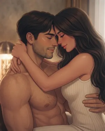 Romantic Couple Hugging Digital Painting - Loving Embrace Artwork