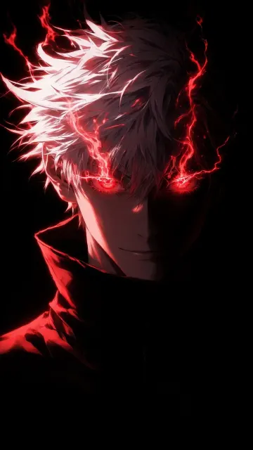 Gojo Red Electric Eyes Glow | Red Lightning Aura Black Wallpaper 4K