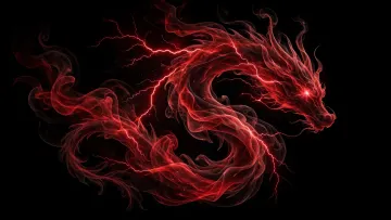 Red Smoke Lightning Dragon Abstract Energy Black Desktop Wallpaper 4K