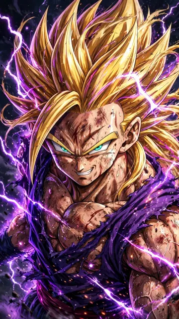 Super Saiyan 2 Gohan Purple Lightning Aura 4K HD Wallpaper
