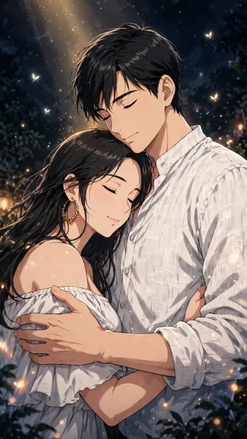 Couple Night Hug Dark Spotlight Anime Ghibli Wallpaper 4K