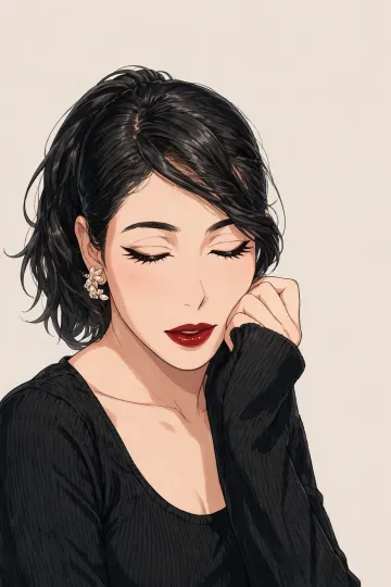 Woman Black Top Portrait Plain Background Anime Ghibli Wallpaper