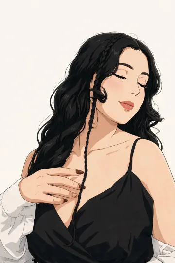 Black Dress Woman Braid Clean Plain White Background Anime Wallpaper