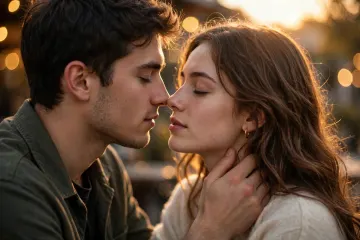 Intimate Romantic Couple Moment - Golden Hour Love