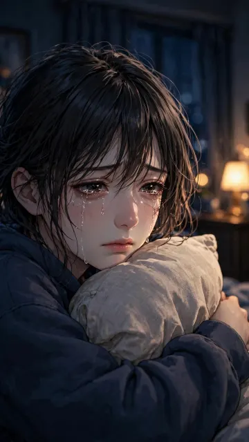 Sad Anime Girl Crying at Night | Manhwa Style Alone Aesthetic HD