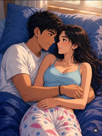 Face to Face Couple Gaze - Morning Cuddle Aesthetic
