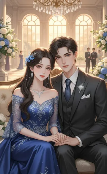 Romantic-Couple-Wedding-Formal-Portrait-Blue-Dress-Suit-Elegant-Venue