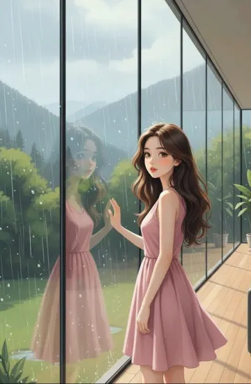 pink-dress-anime-girl-rainy-window