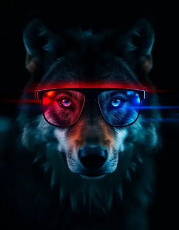 Futuristic Wolf in Neon Sunglasses
