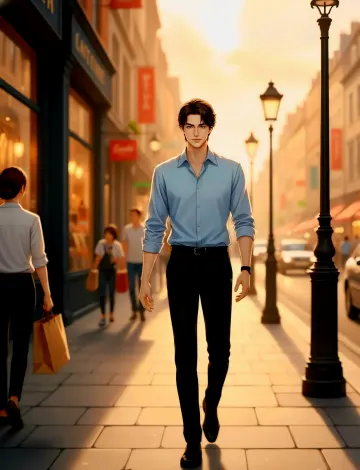 man-light-blue-shirt-walking-city-street