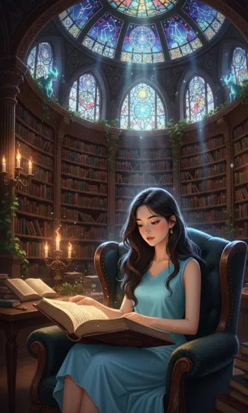 dark-academia-library-woman-reading