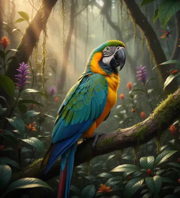 Blue-and-Yellow-Macaw-Rainforest-Perch