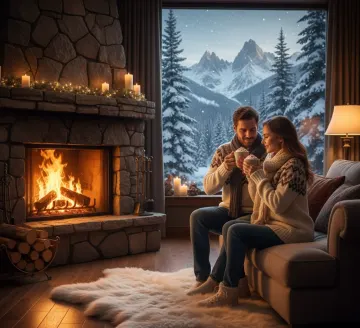 cozy-winter-cabin-couple-fireplace-hot-chocolate