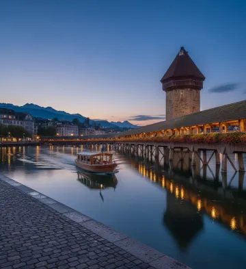 lucerne-chapel-bridge-sunset-boat-switzerland