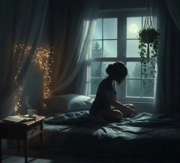 woman-sitting-on-bed-moonlight-window-night