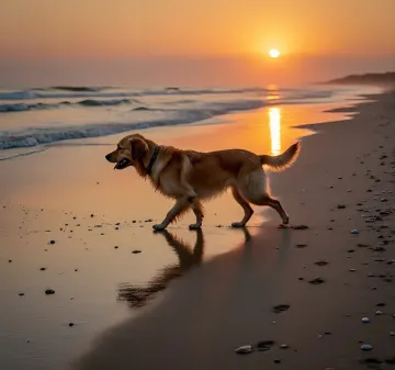 golden-retriever-sunset-beach-walk