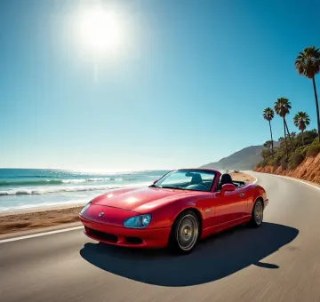 red-convertible-driving-coastal-road-sunny