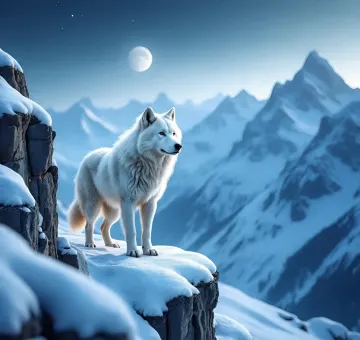 arctic-wolf-snowy-mountain-night-moon.