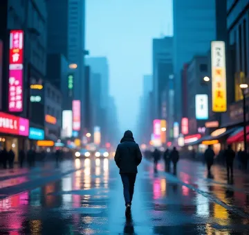 person-walking-city-street-rainy-night-blue-moody