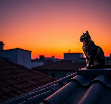 cat-sunset-rooftop-silhouette