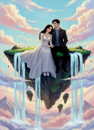 fantasy-couple-floating-island-wedding-art