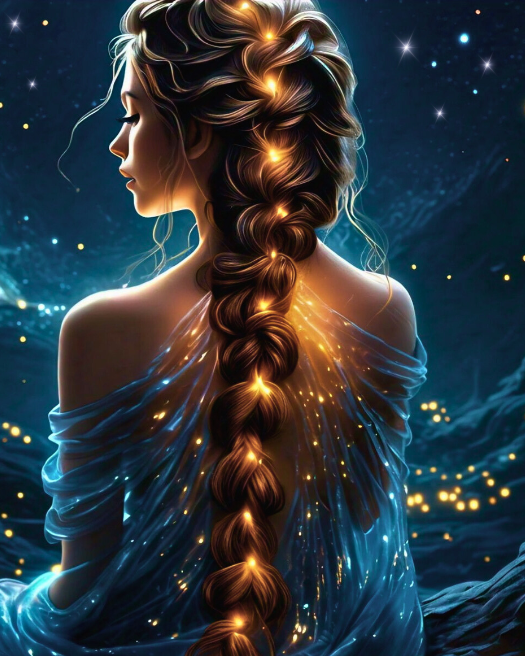 fantasy-braid-glowing-stars-night