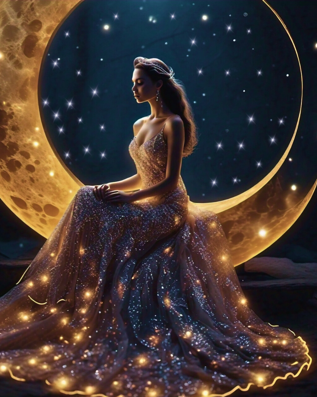 celestial-woman-glitter-dress-moon-night