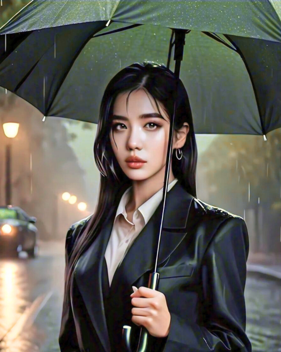 korean_businesswoman_rain_umbrella_portrait