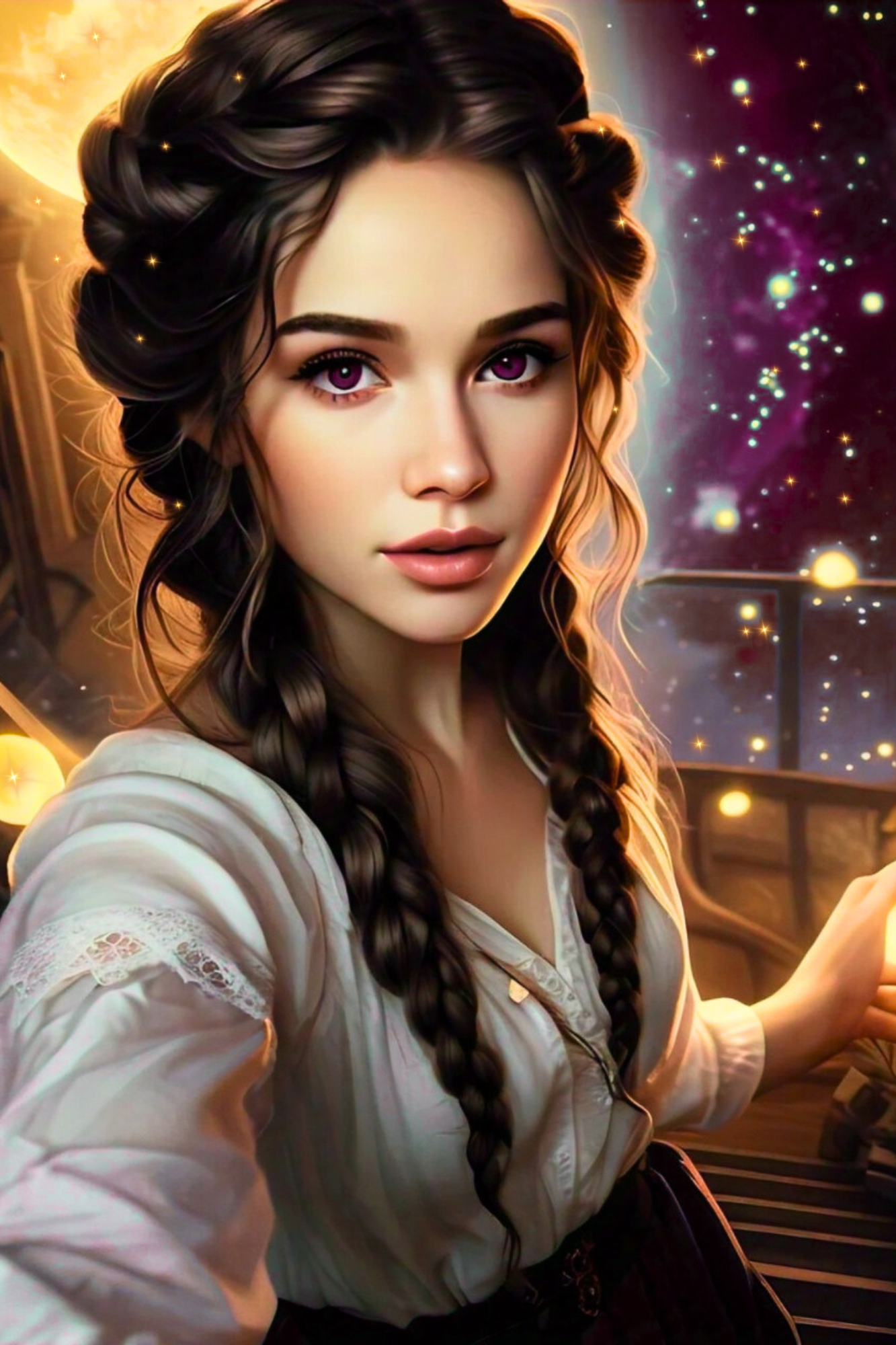 fantasy-steampunk-woman-braids-purple-eyes-night-sky