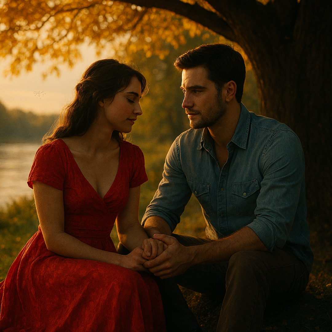 Romantic Sunset Moment by the Riverside