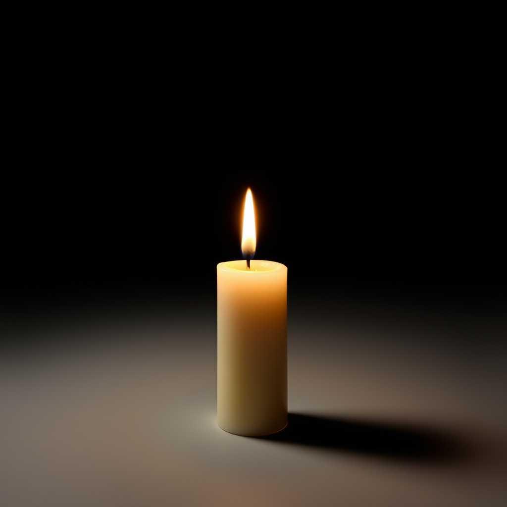 Glowing Candle in Darkness