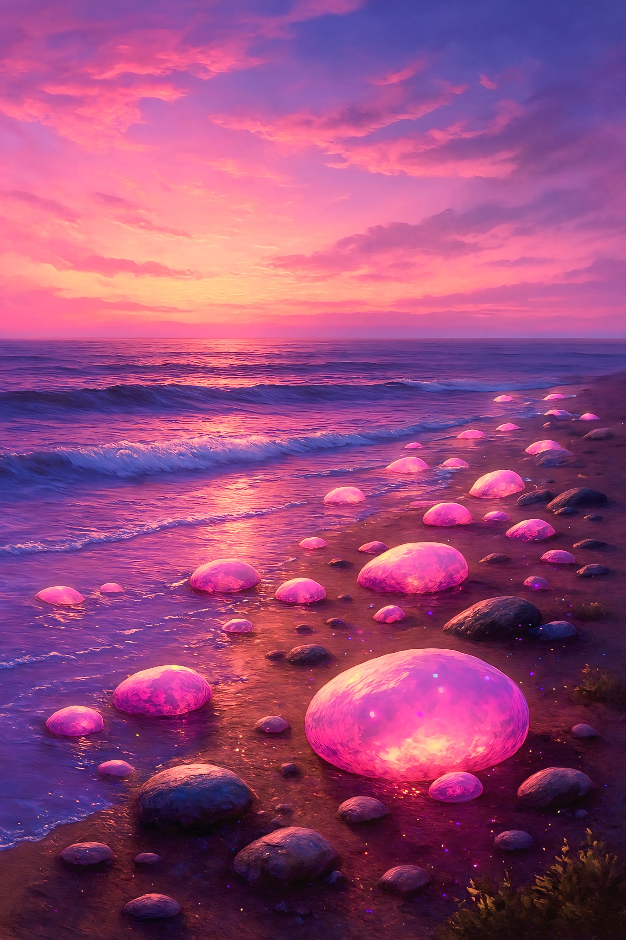 surreal-beach-sunset-glowing-pink.