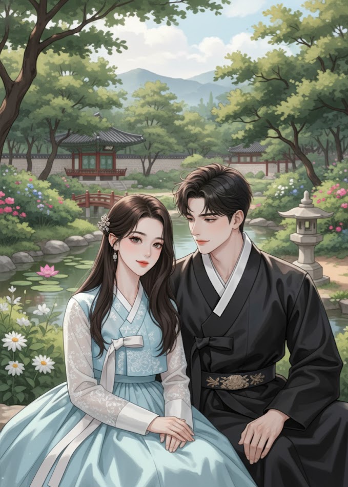 korean-couple-hanbok-traditional-garden